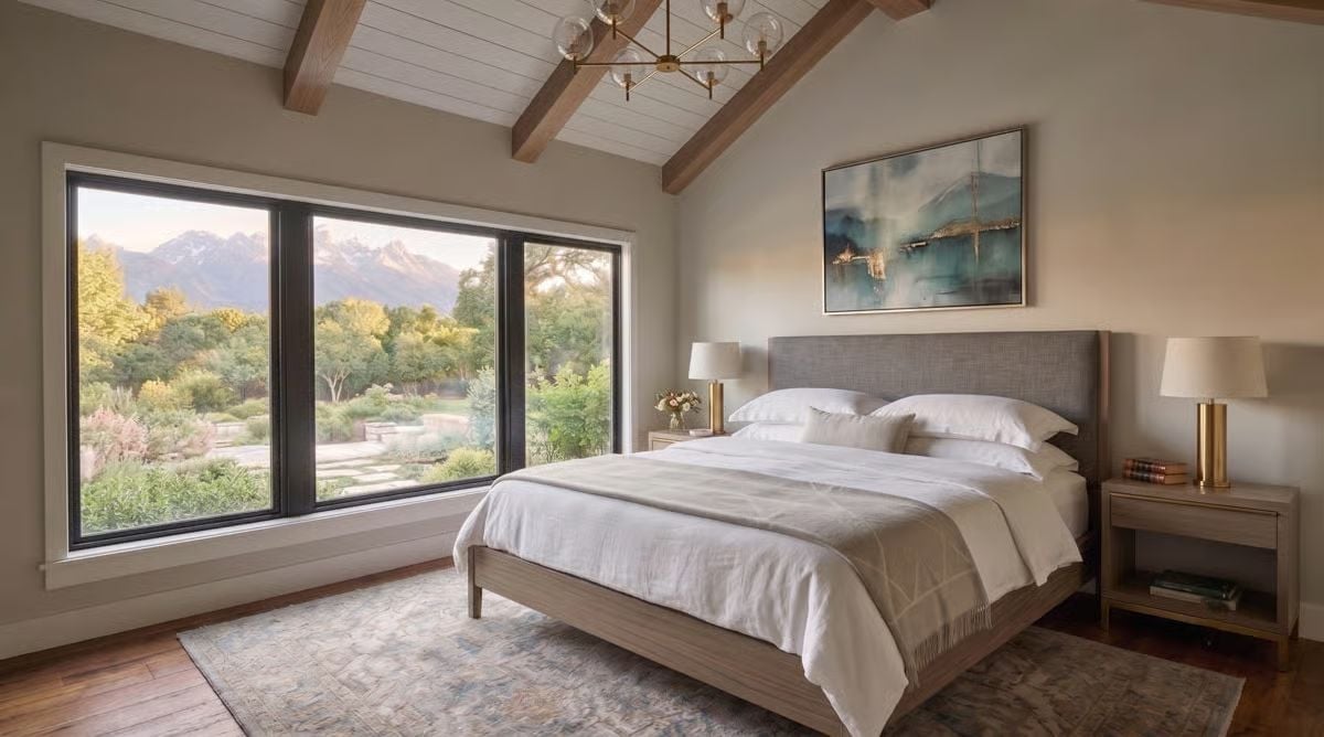 Vaulted Beams and a Mountain View That Earns Its Place Above the Bed