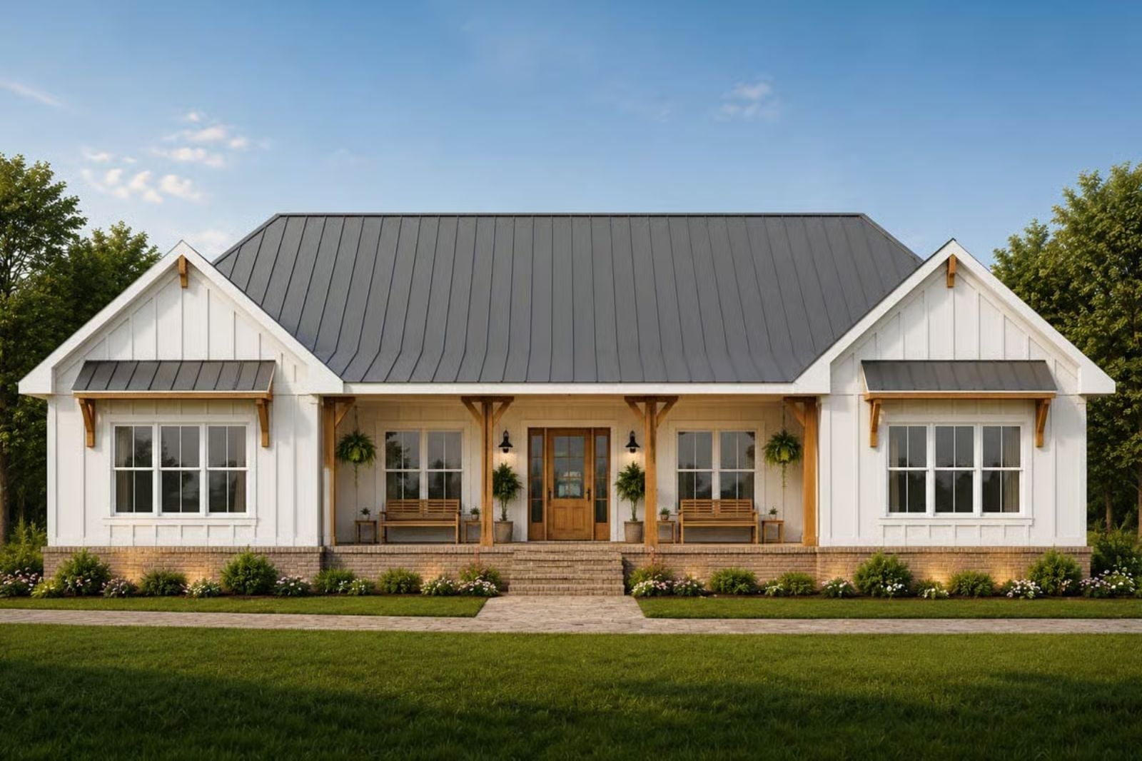 Meadowlark 3-Bedroom Modern Farmhouse with Covered Porch Designed for Homeowners with a Soft Spot for Front Porches and Slow Mornings (Floor Plan)