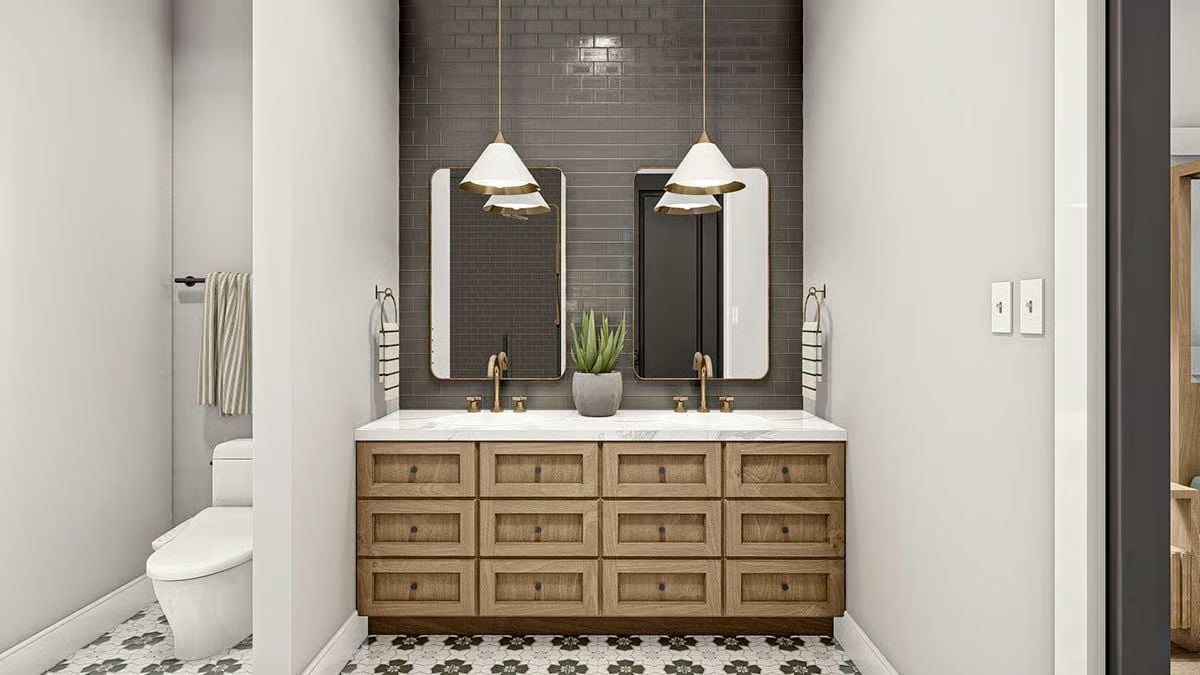 Gold Faucets, Gray Subway Tile, and a Vanity That Earns Its Square Footage