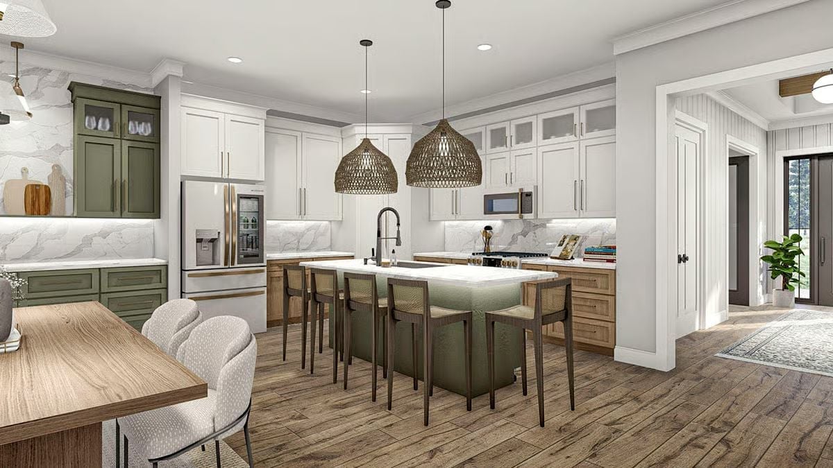 Sage Green and Natural Wood Pull This Kitchen Far From Ordinary