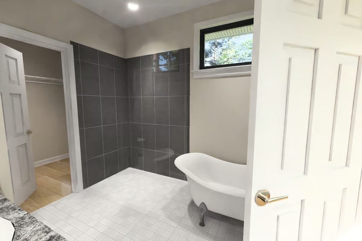 Clawfoot Tub Parked Next to a Walk-In Shower That Doesn't Need a Door