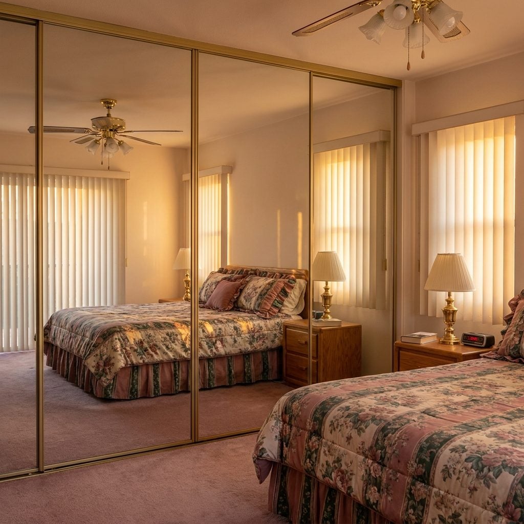 Mirrored Sliding Closet Doors in the Master Bedroom