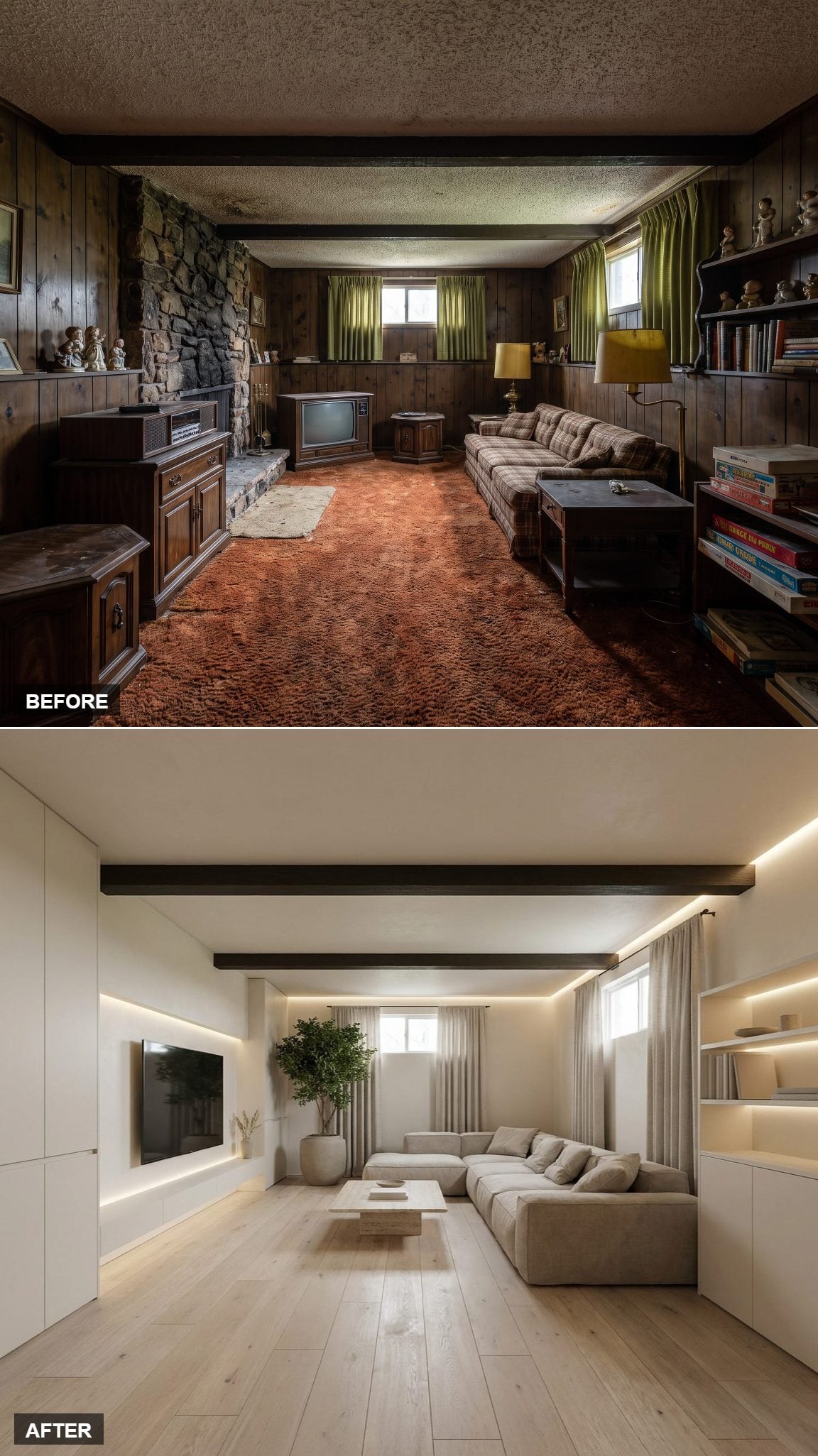 Modern Minimalist Calm with Pale Oak Floors and a Floating Media Wall