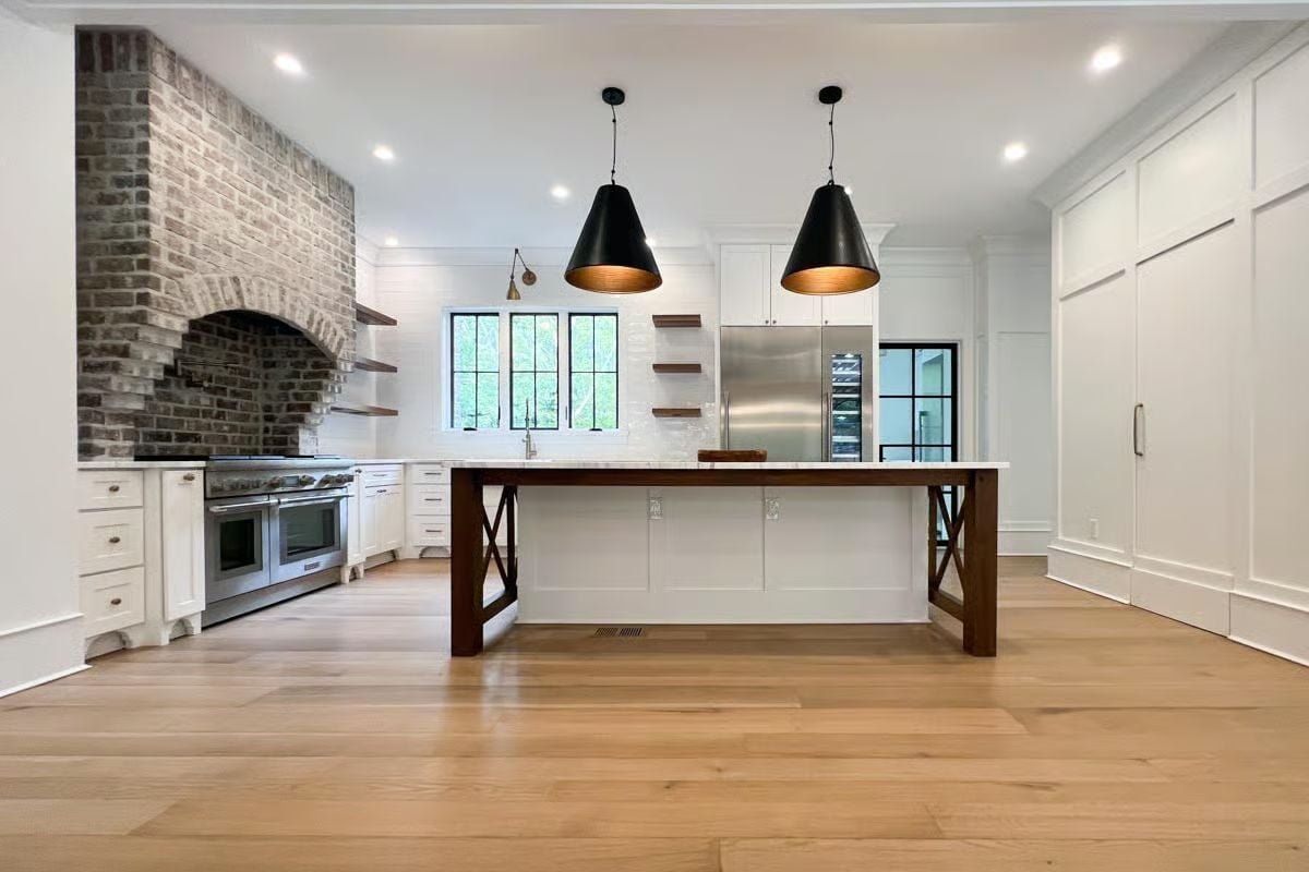 Brick Chimney Hood and a Kitchen Island Built to Host a Crowd