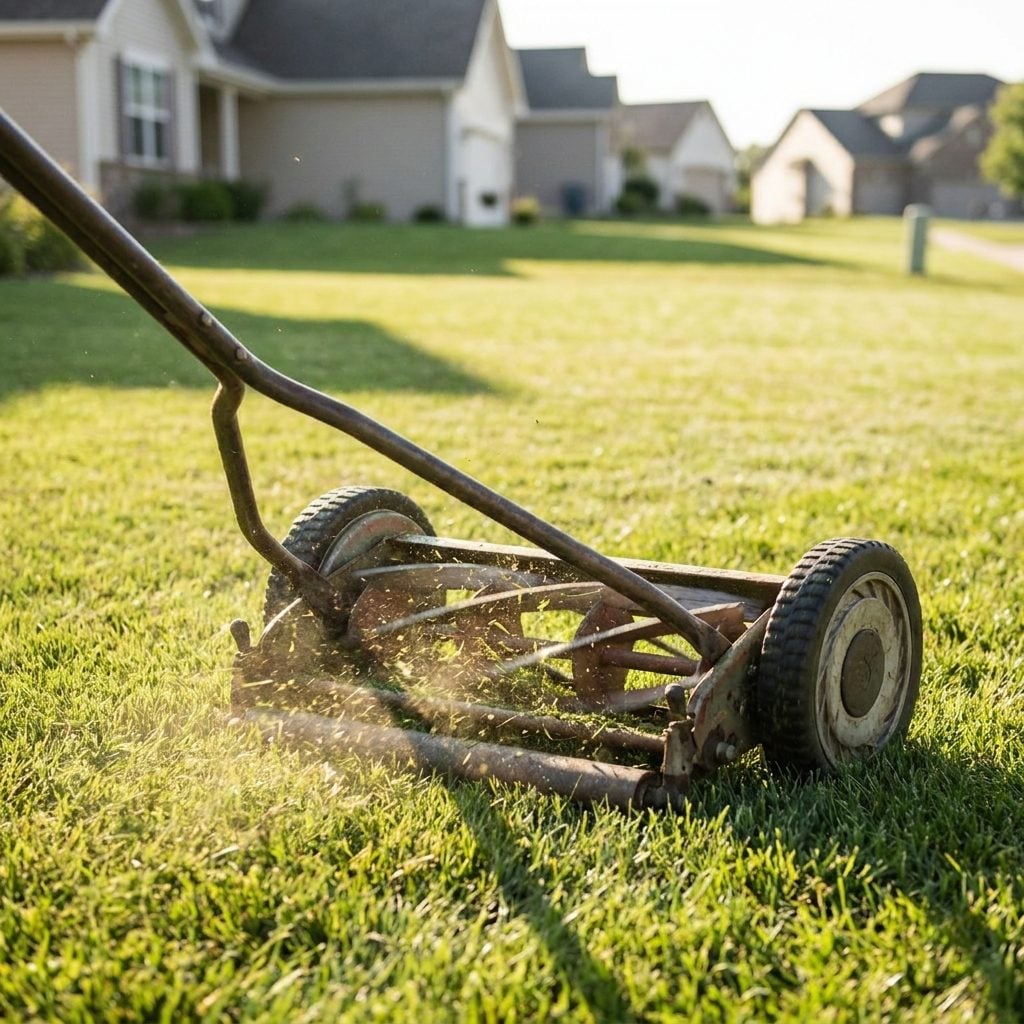 Mowing the Lawn With a Push Mower That Fought You the Whole Way
