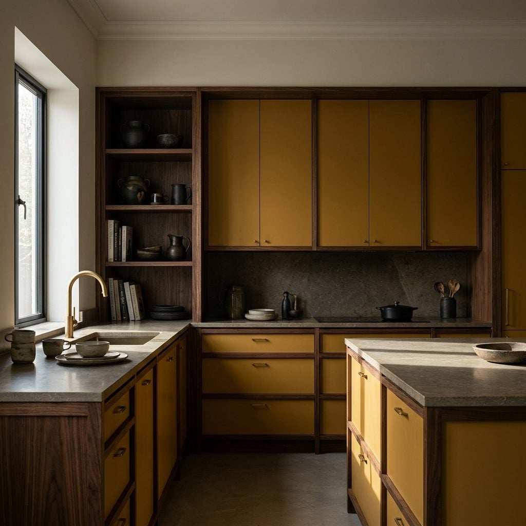 Mustard Yellow Kitchens With Backbone
