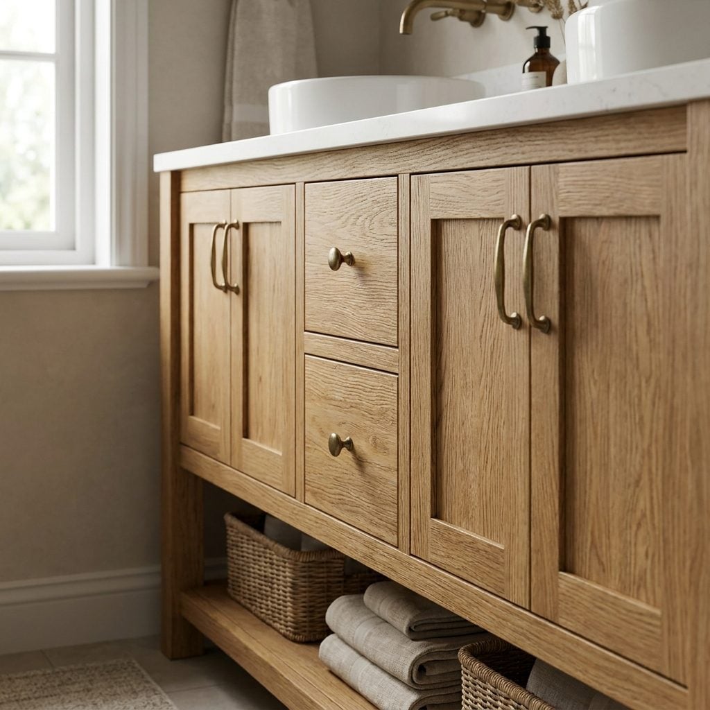 The Natural Wood Vanity Before Everything Went White