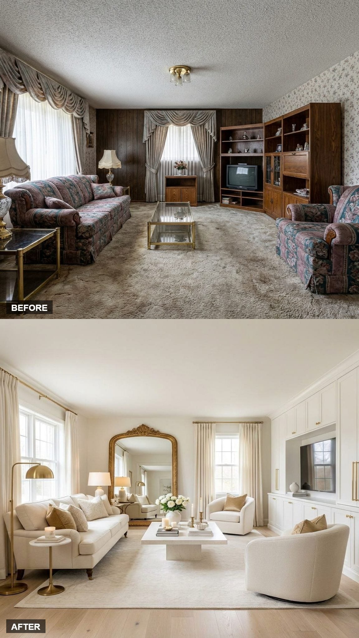Oversized Gilded Mirror Room That Doubles the Light for Free