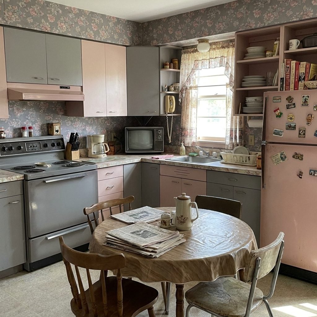Pink-and-Gray Kitchens Before Gray Got Boring