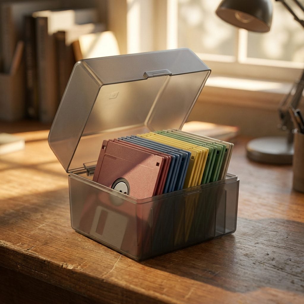 The Plastic Floppy-Disk Storage Box With the Flip-Up Lid