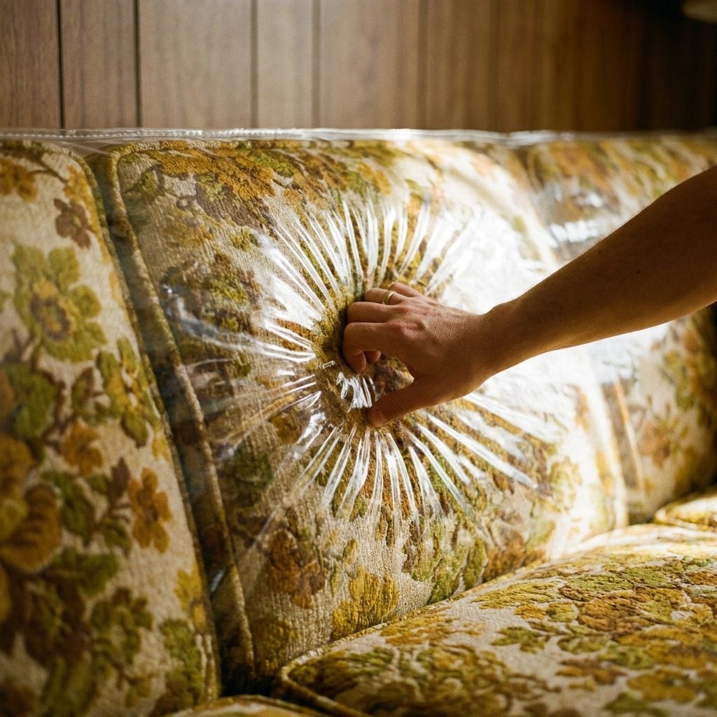 Plastic Slipcovers Protecting the Good Sofa