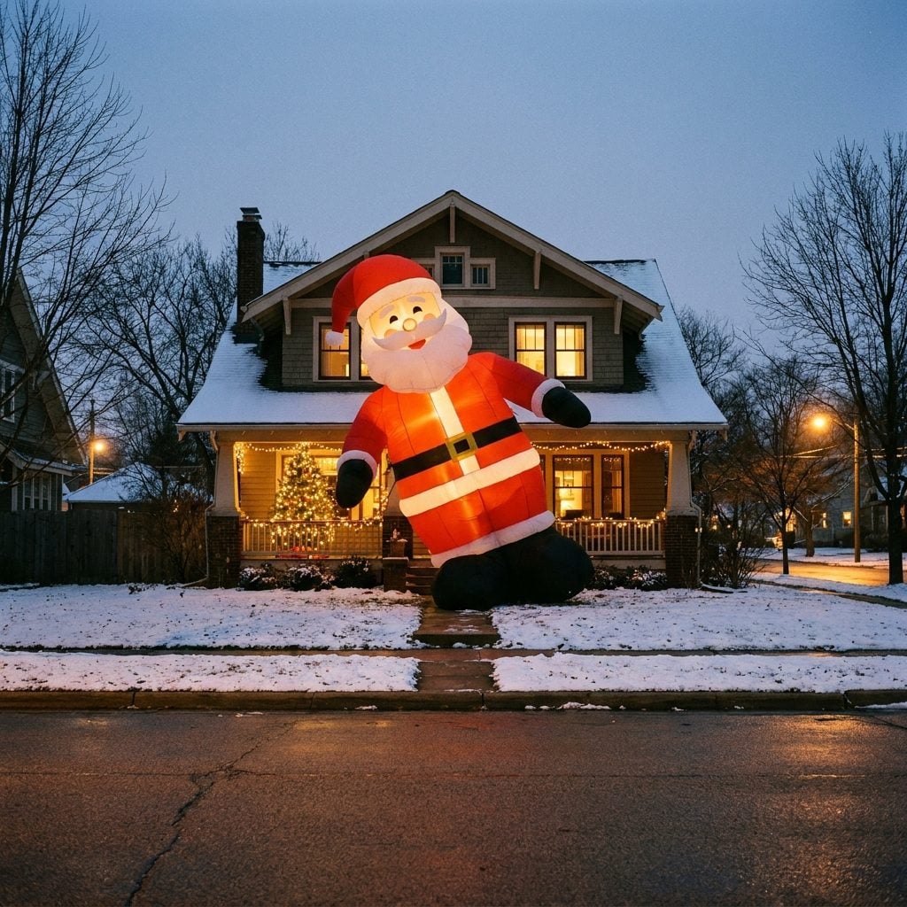 Putting Giant Inflatables in Front of the House You Just Spent Hours Lighting