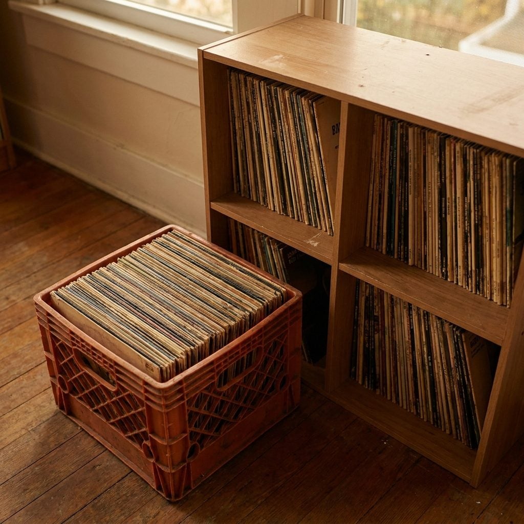 The Record Collection Stacked Nearby