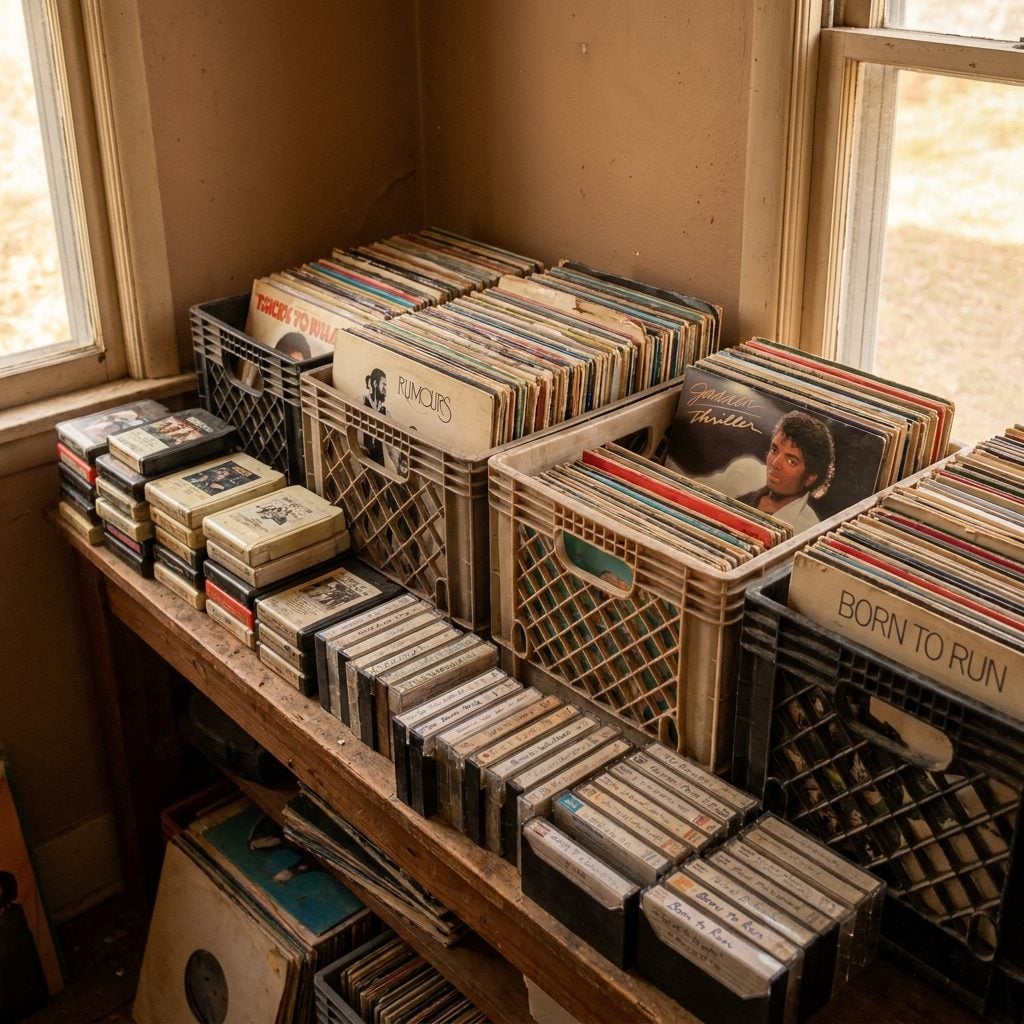 Records, 8-Tracks, and Cassettes Stored in the Room