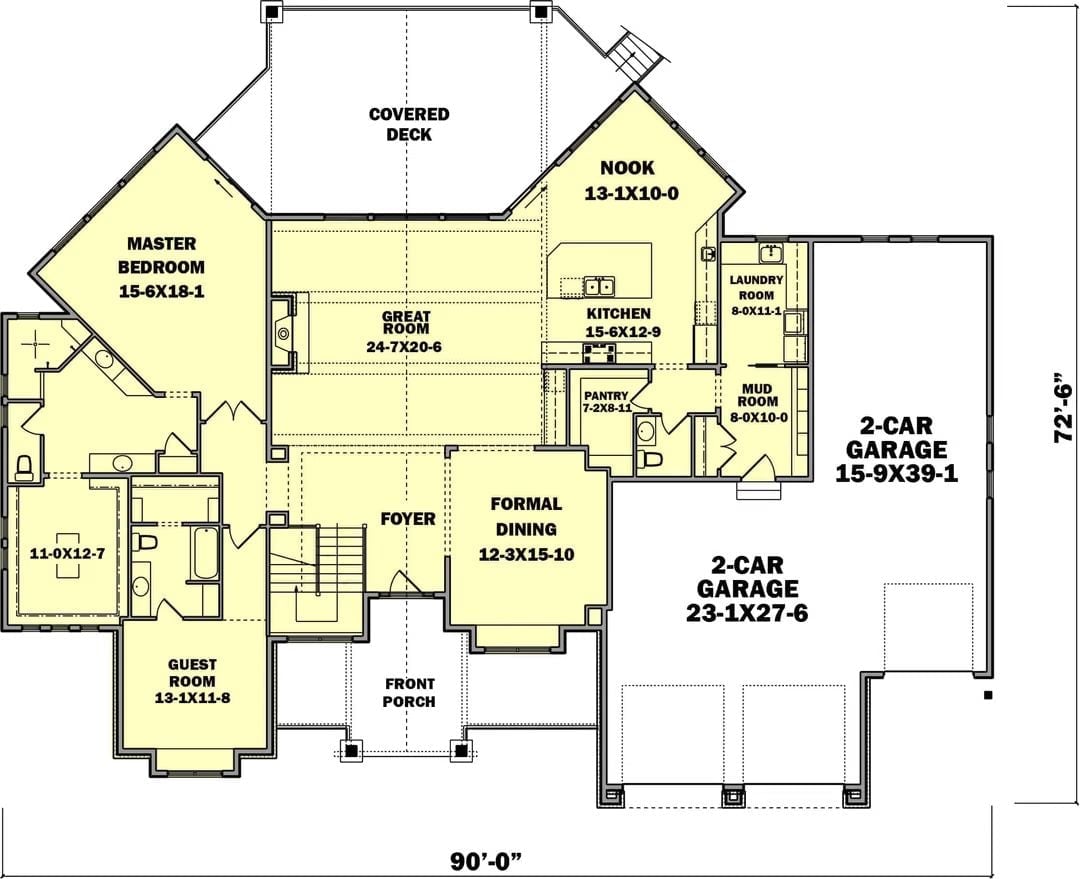 Floor Plan - Redrock 3-Bedroom Rustic Ranch with 4-Car Garage Designed for Self-Made Homeowners Finally Building What They Always Wanted