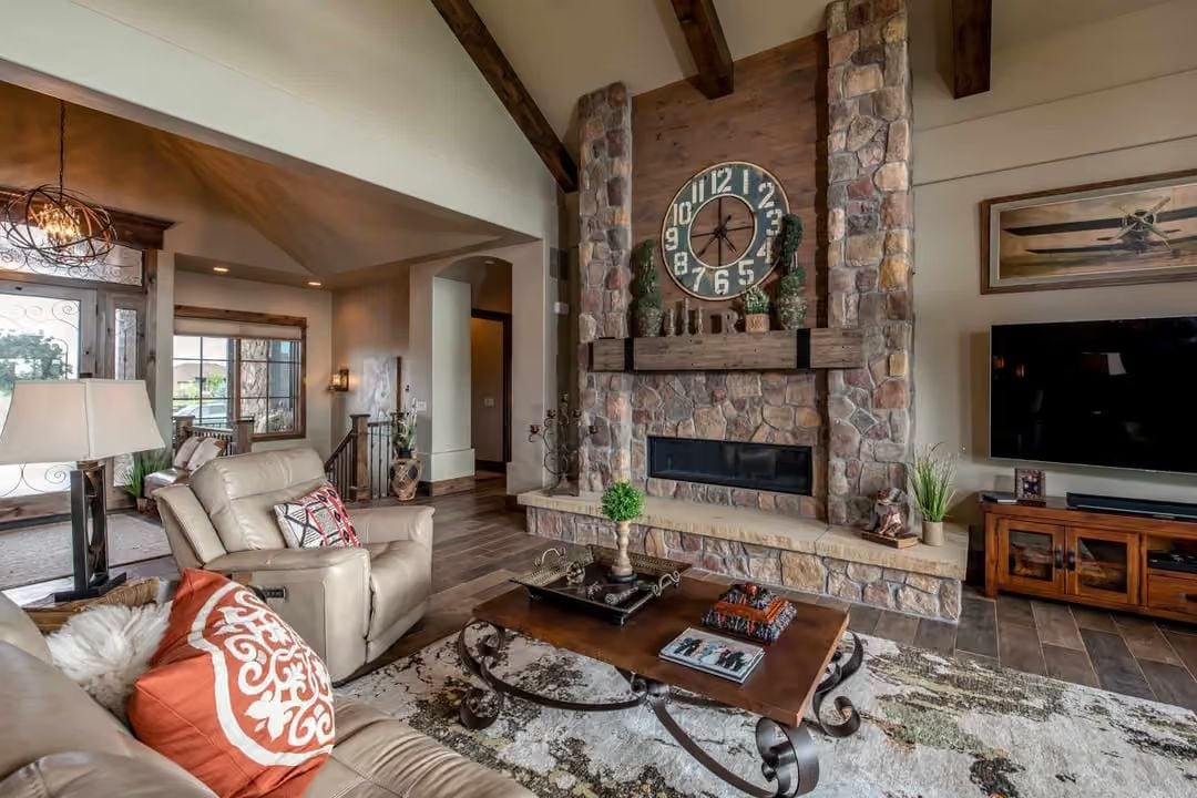 Stone Fireplace Tower Built for the Room, Not Just the Wall