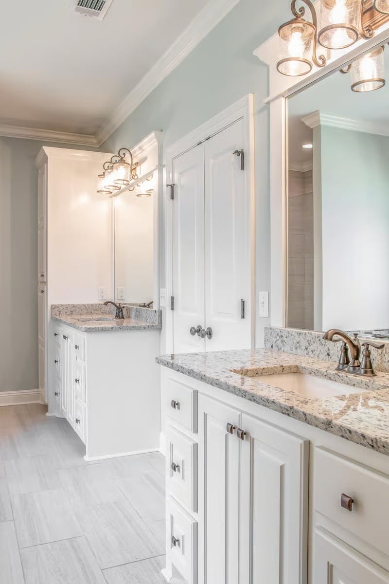 Granite Counters, Oil-Rubbed Bronze, and Separate Vanities Done Right