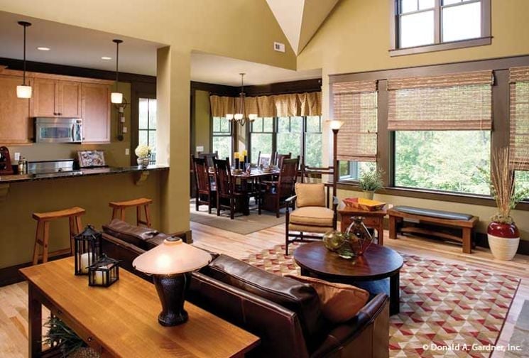 Leather, Layered Rugs, and a Kitchen That Stays in the Conversation