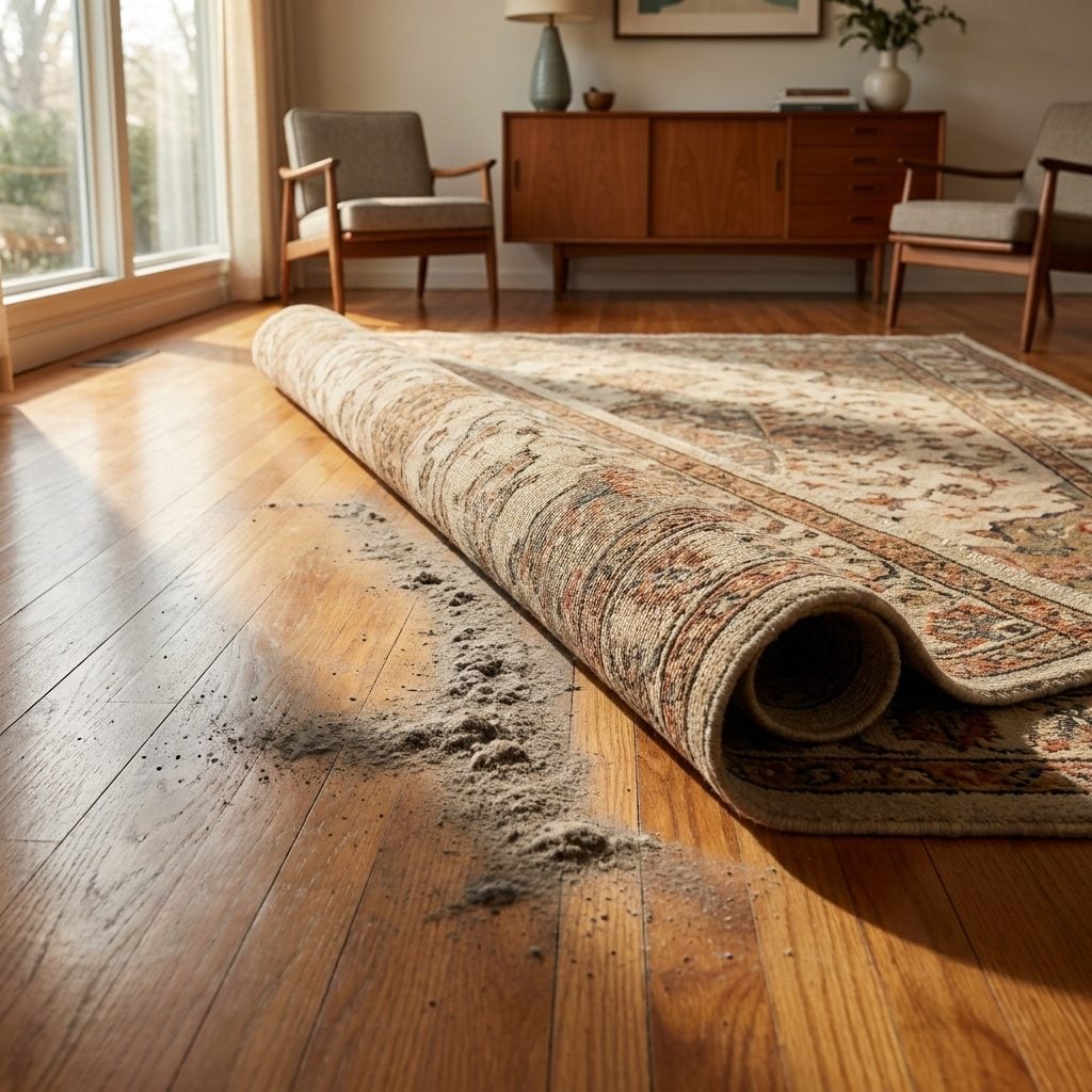 Rolling Back Large Area Rugs to Clean Underneath
