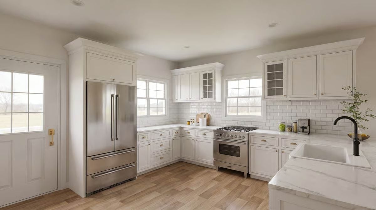 Stainless Appliances, Brass Hardware, and One Very Confident Black Faucet