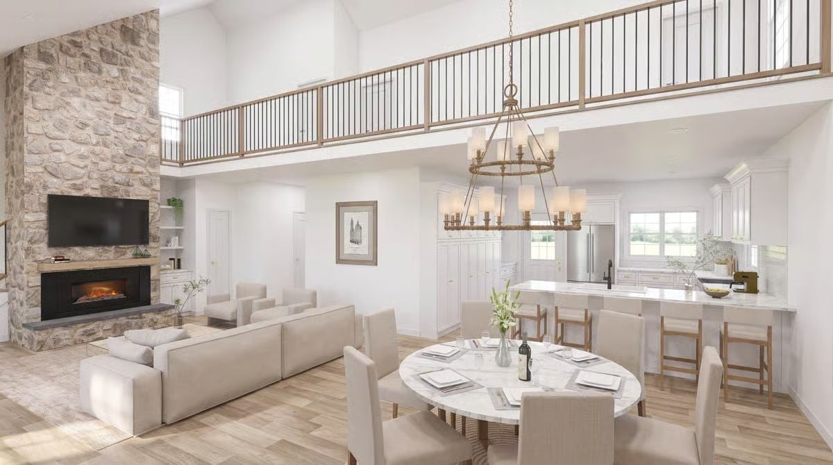 Stone Wall, Open Plan, and a Loft That Watches Over All of It
