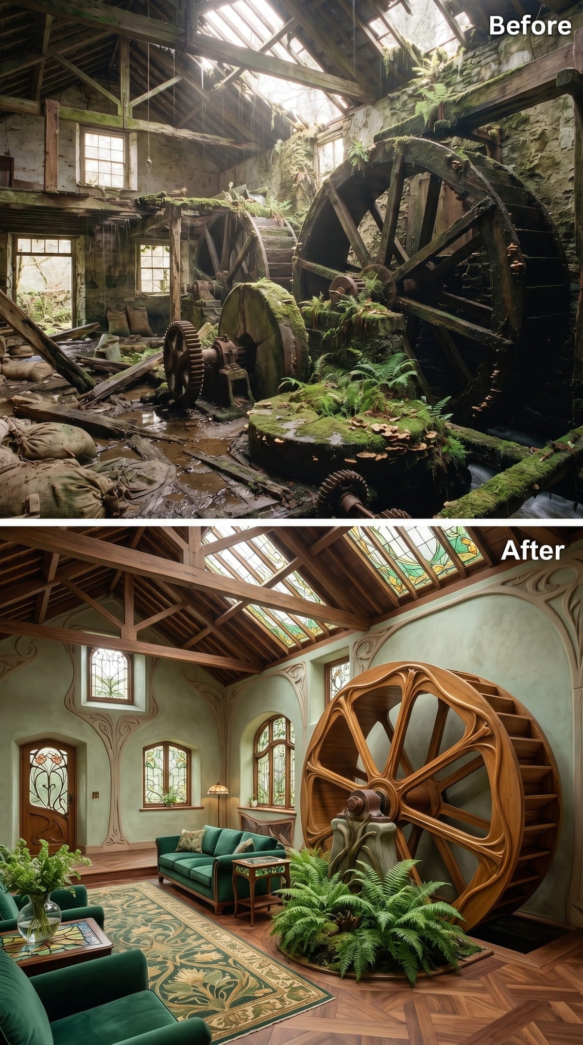 Art Nouveau Curves, Stained Glass Skylights, and One Mill Wheel That Refused Retirement