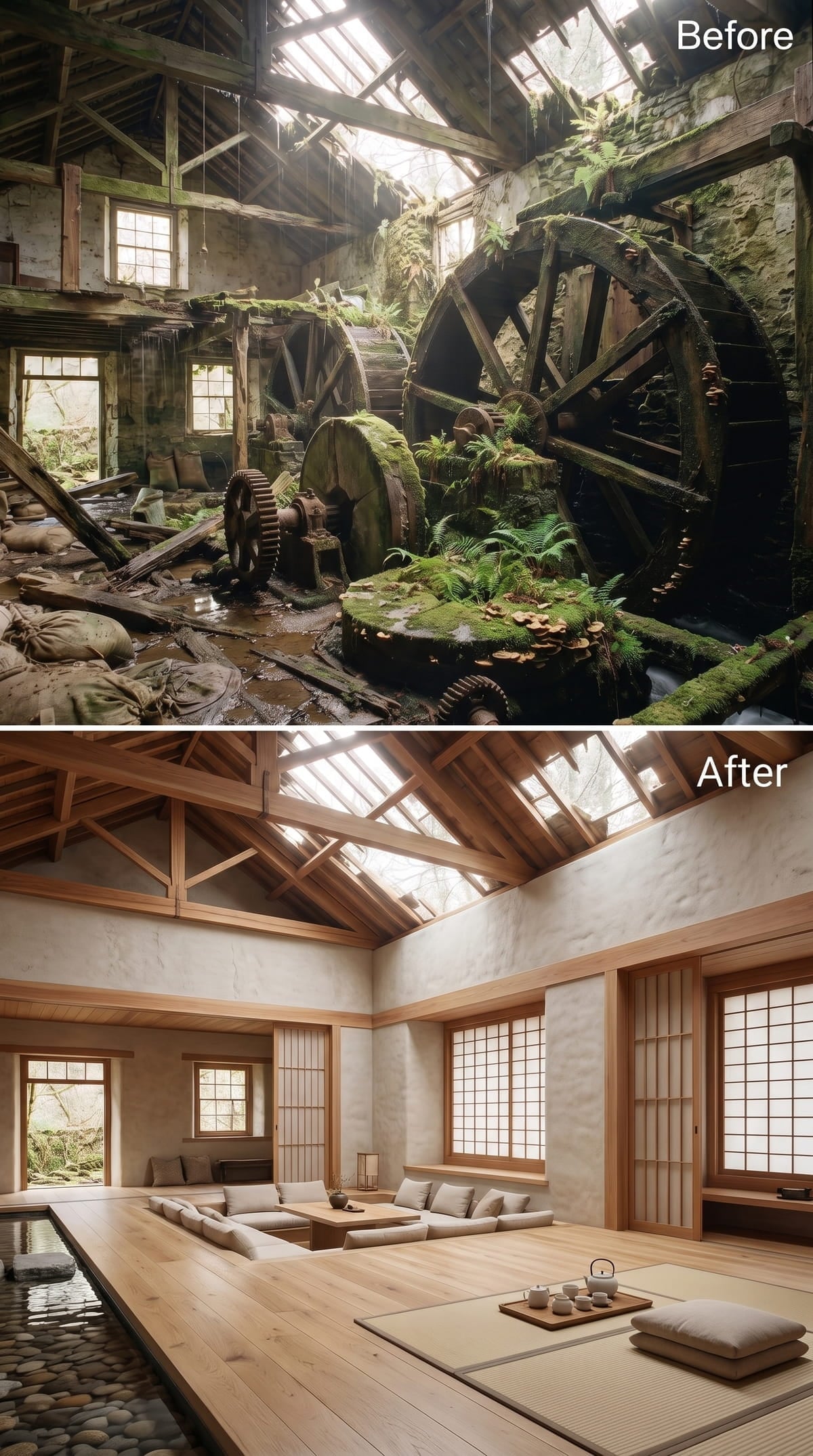 Shoji Screens, Light Timber, and a Water Channel That Runs the Length of the Room