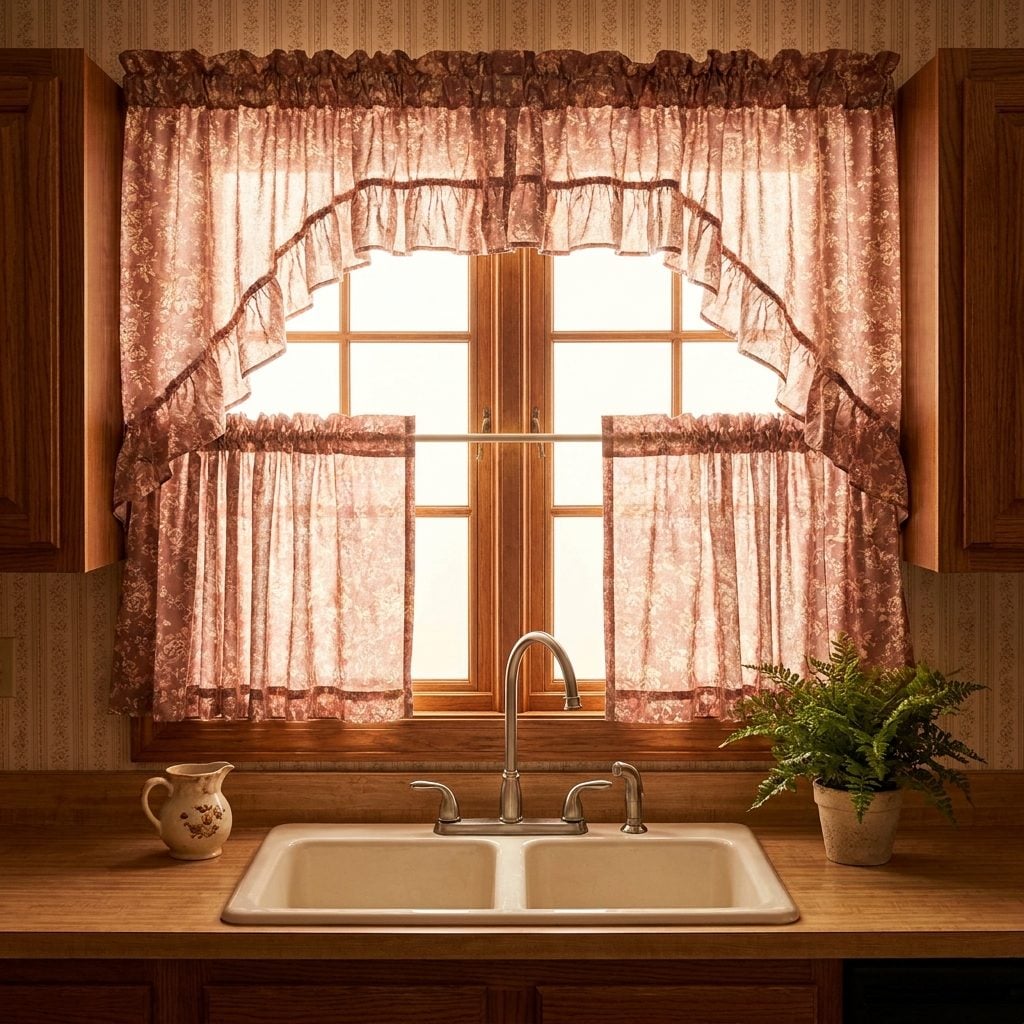 Ruffled Café Curtains and the Matching Valance