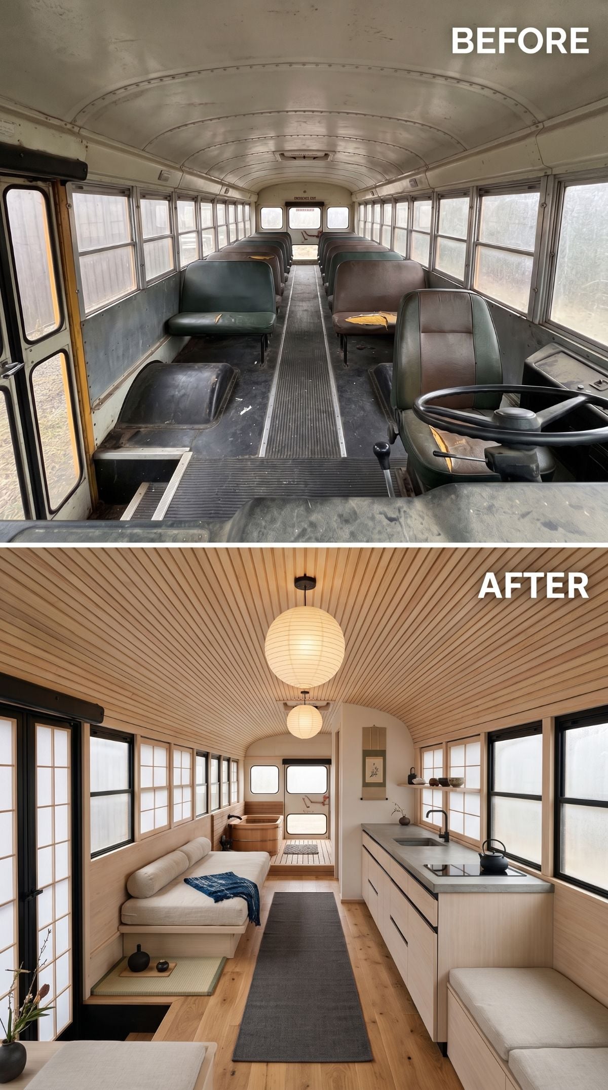 They Bought an Old School Bus for Almost Nothing. AI Created These 33 Surprisingly Luxurious Tiny Home Designs