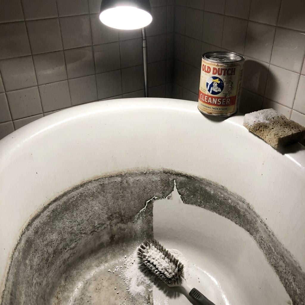 Scrubbing the Bathroom Sink and Tub Ring and All