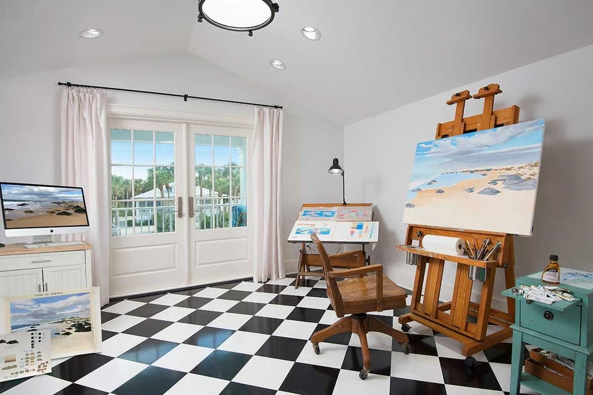 Black-and-White Checkerboard Floors Built for Someone Who Paints for a Living