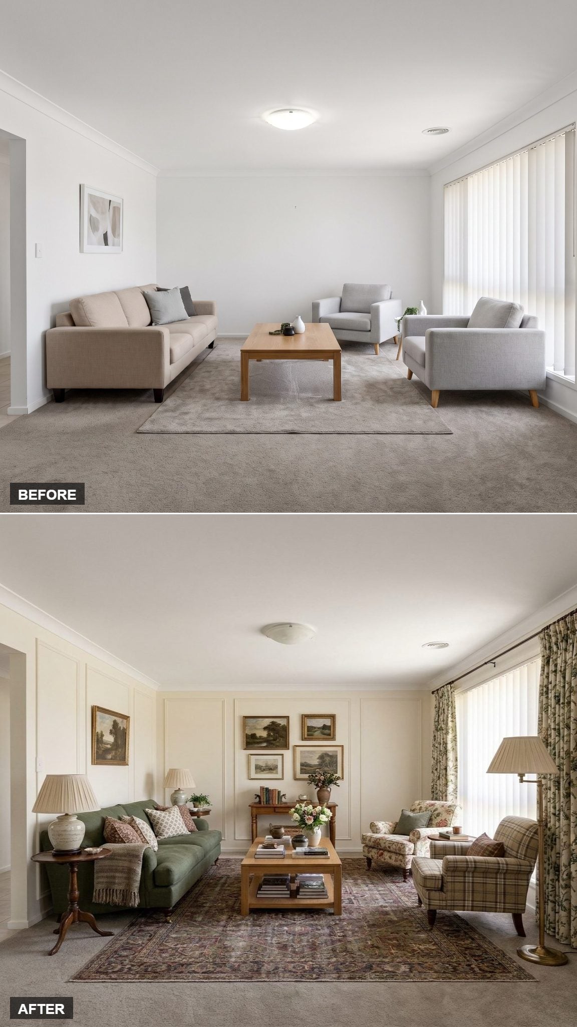 Cream Walls, Plaid Chairs, and Landscape Art Changed Everything