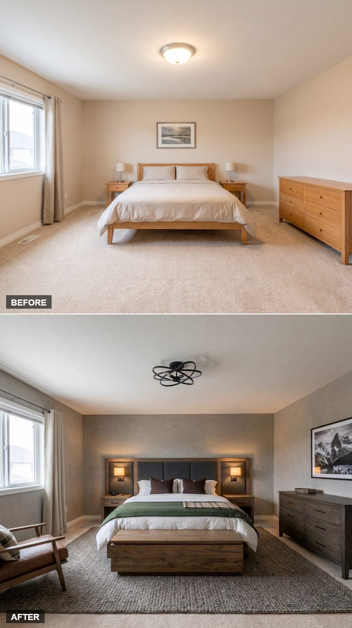 Dark Wood, a Bladeless Ceiling Fan, and Bedding That Finally Knew What It Wanted