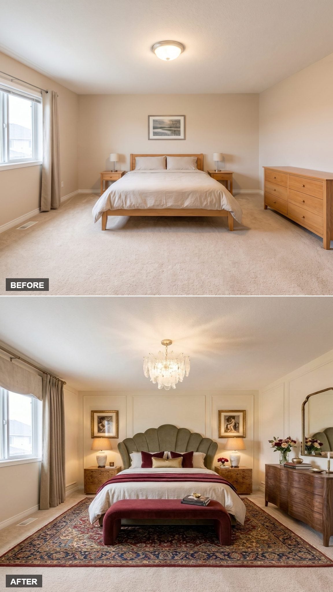 Olive Velvet, a Glass Chandelier, and the Bedroom That Finally Had an Opinion