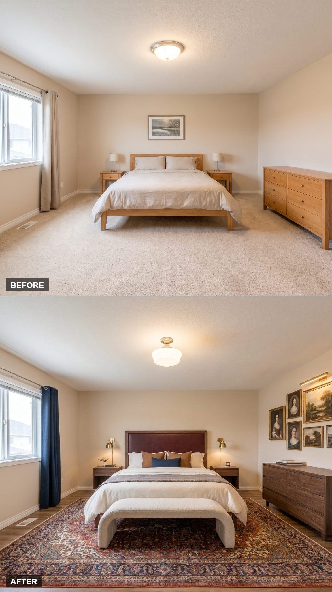 Persian Rug, Leather Headboard, and a Gallery Wall That Actually Earned Its Place
