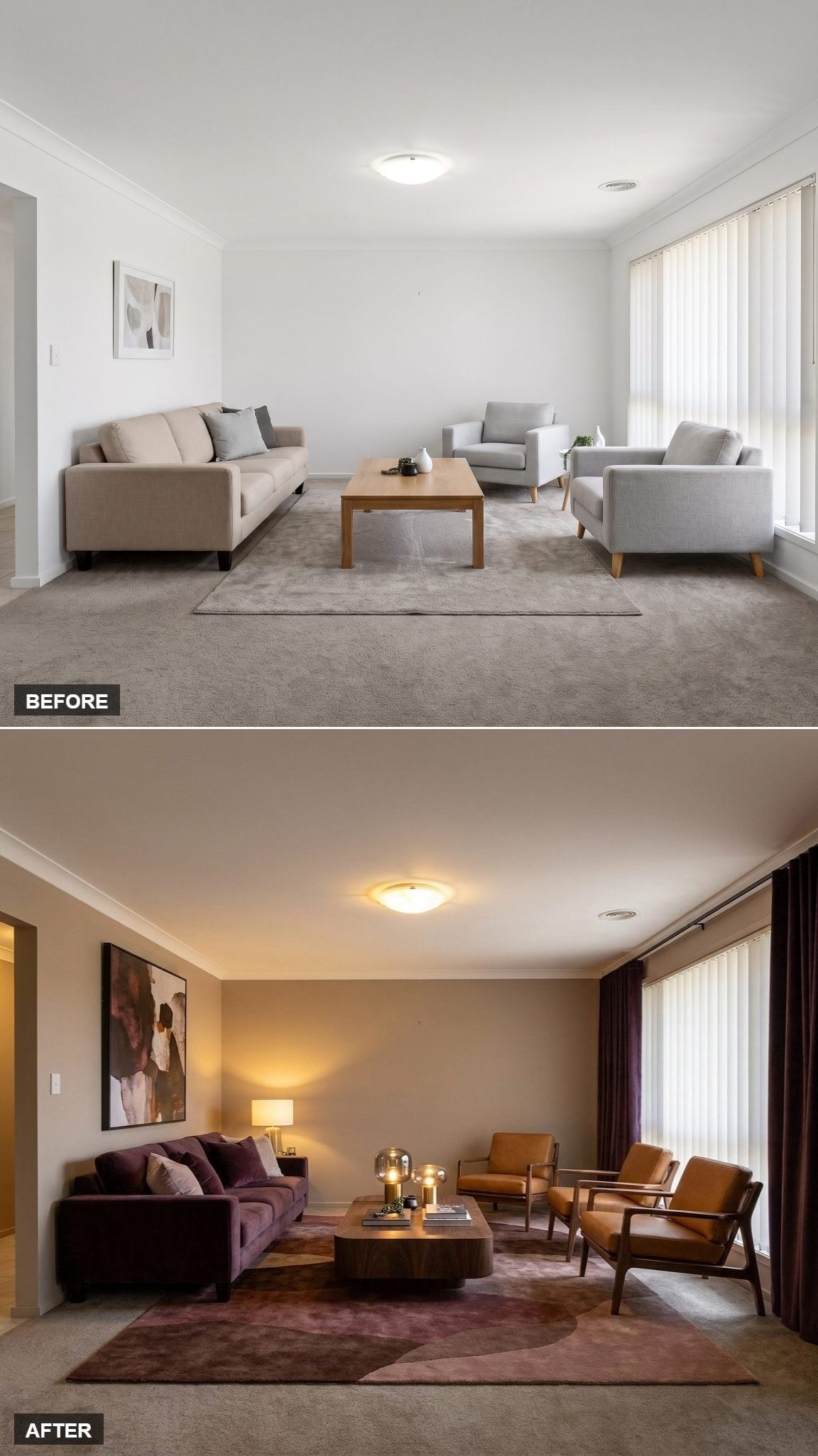 Plum Velvet, Cognac Leather, and Warm Walls That Finally Made the Room Feel Inhabited