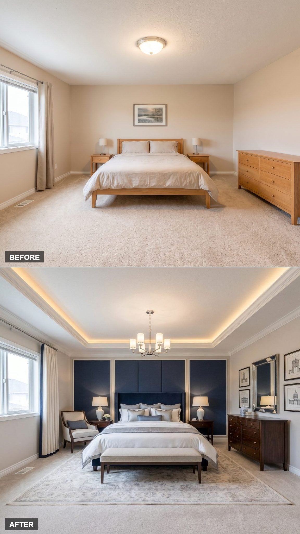 Tray Ceiling With Cove Lighting Did More Work Than Any Paint Color Could