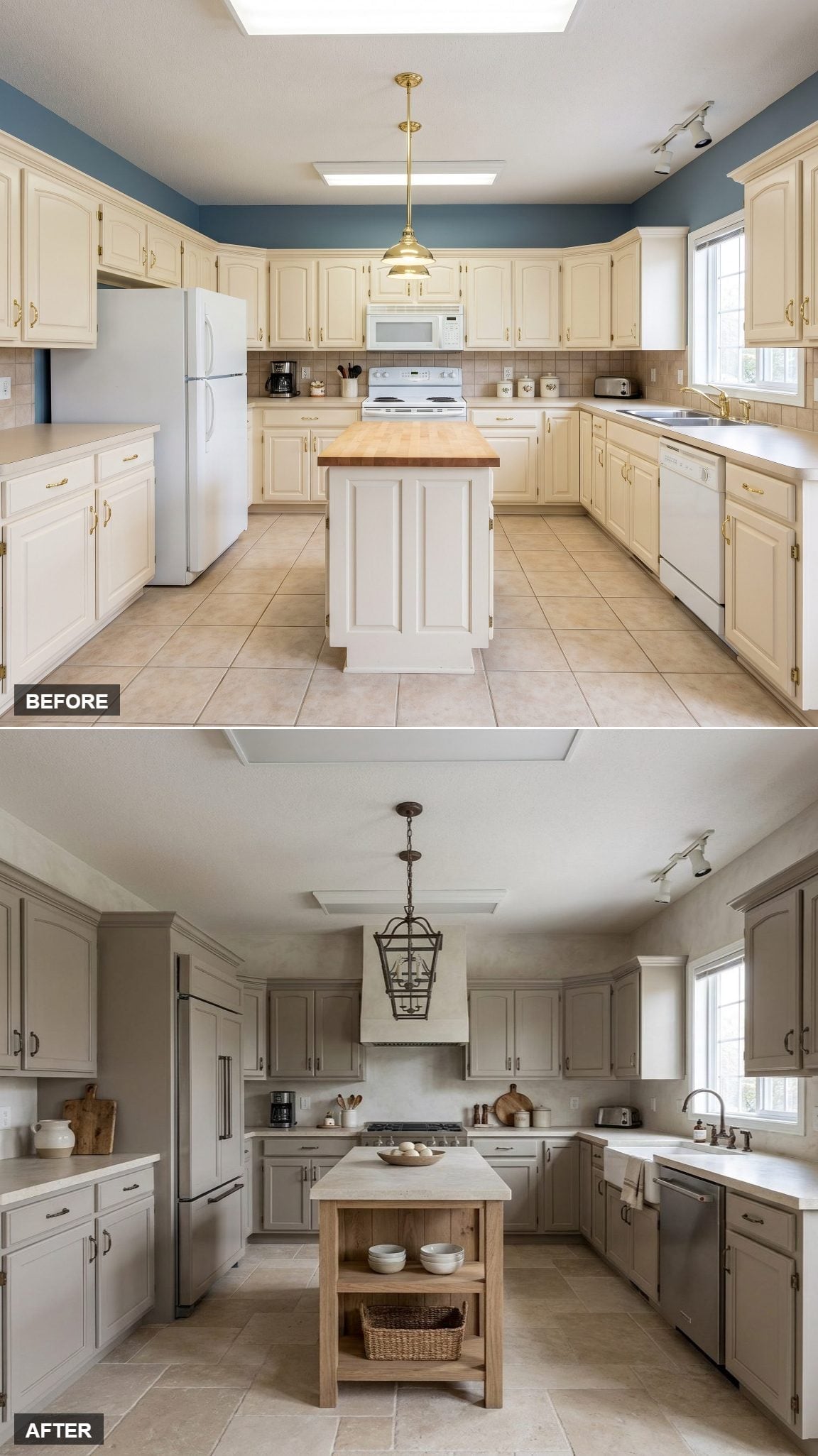Greige Cabinets, an Open-Shelf Island, and a Range Hood That Changed Everything