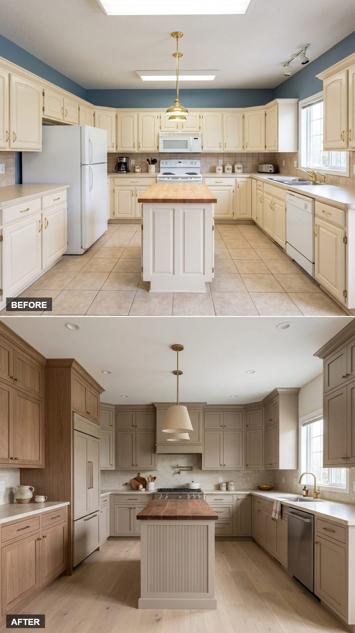 Greige Cabinets, Fluted Island Panels, and a Range Hood That Finally Fits the Room