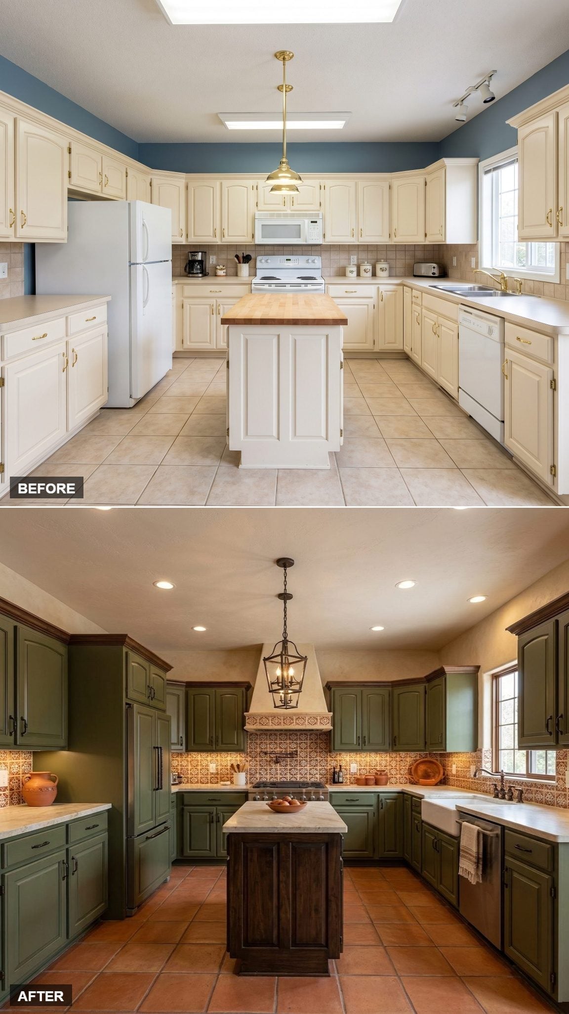 Olive Cabinets, Talavera Tile, and a Range Hood That Commands the Room