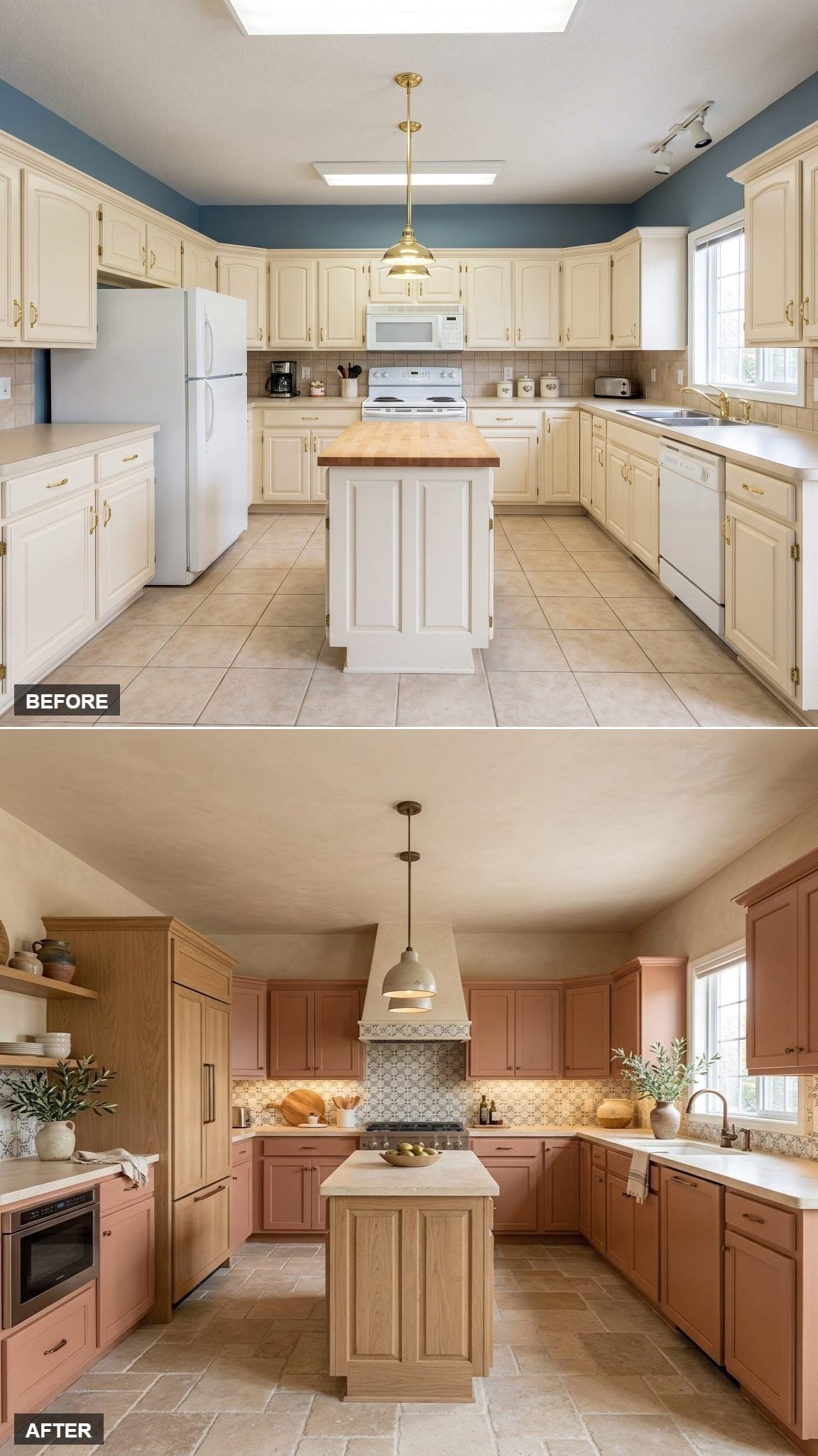 Terracotta Cabinets, White Oak Island, and a Backsplash That Finally Has Something to Say