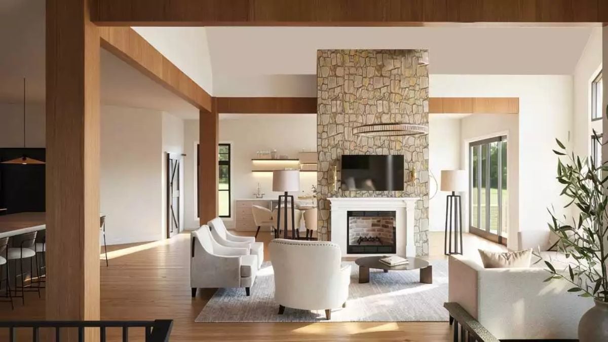 Floor-to-Ceiling Fieldstone Makes Every Other Fireplace Feel Inadequate
