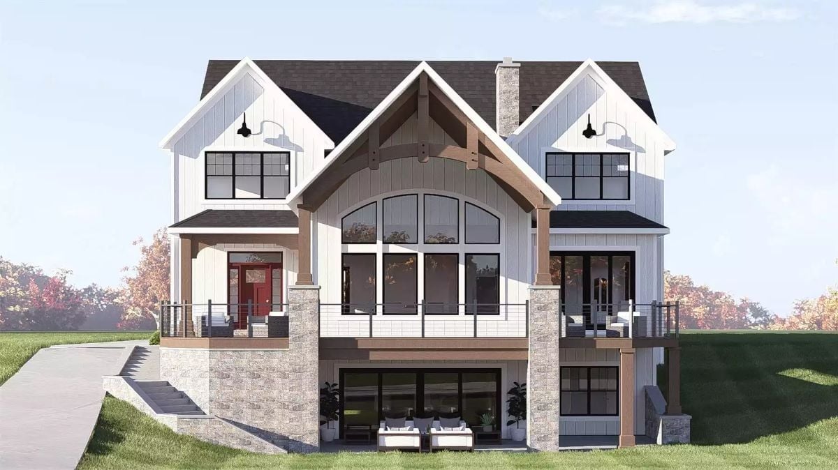 Gabled Timber Entry Gives This Farmhouse Its Backbone