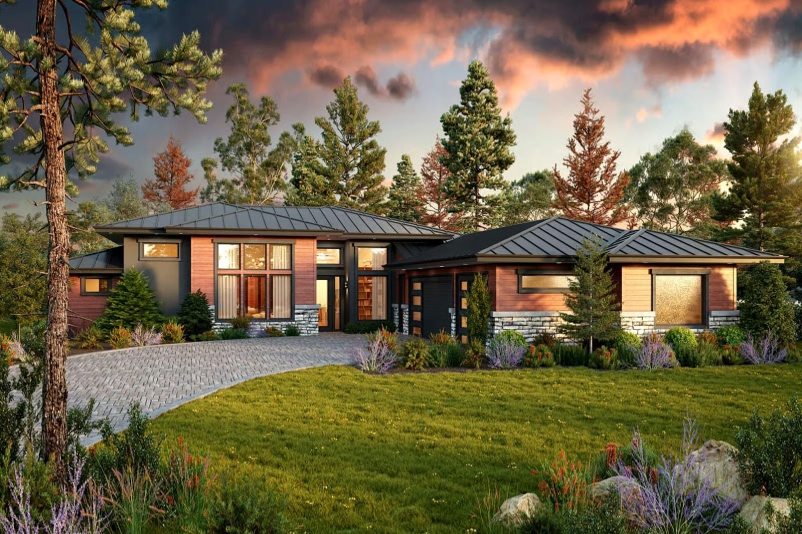 Solstice Ridge 4-Bedroom Modern Prairie House Plan with Courtyard (3,287 Sq. Ft. Floor Plan)