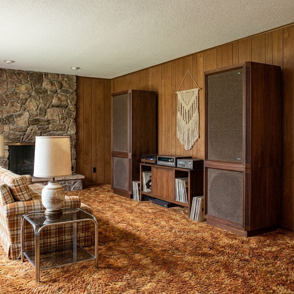 The Speakers in Giant Wood Cabinets