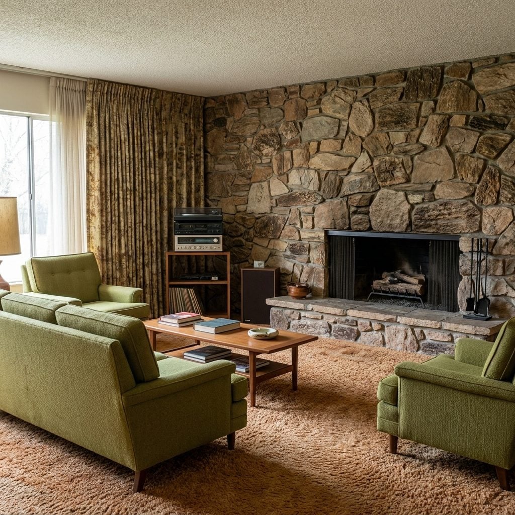 The Stone Fireplace Stretching Across One Wall