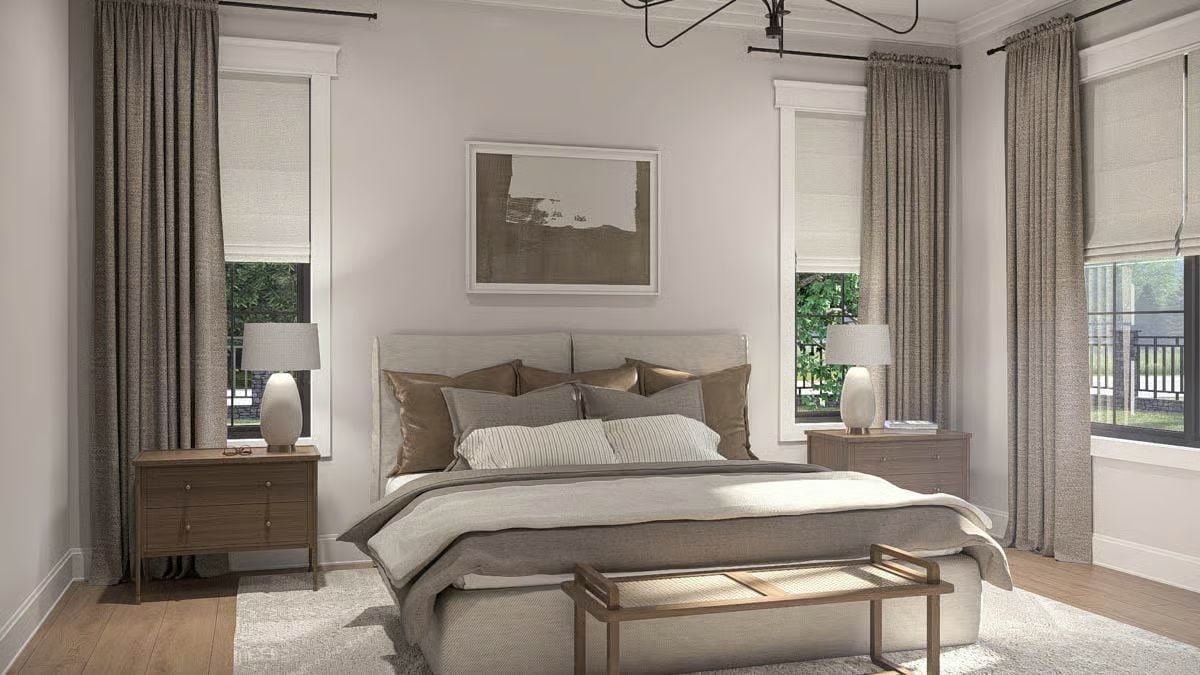 Linen, Bronze, and a Upholstered Headboard That Knows Exactly What It's Doing