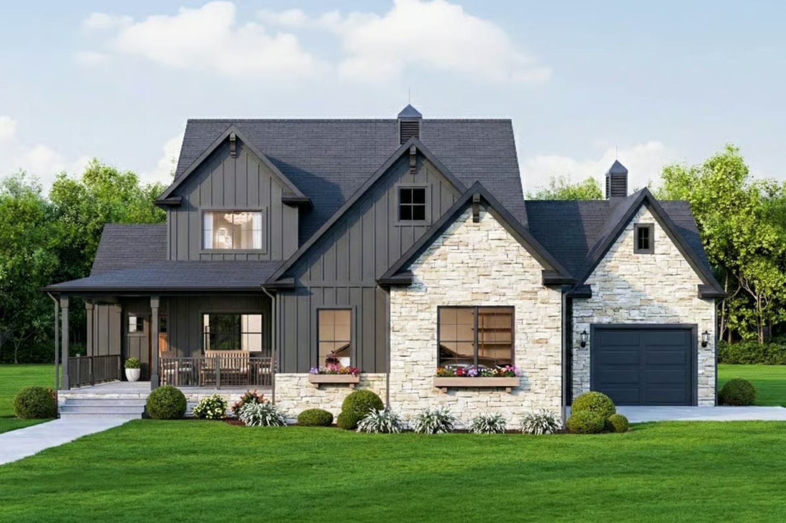 Stoneleigh 4-Bedroom Craftsman Farmhouse Layout with 3-Car Garage (2,090 Sq. Ft. Floor Plan)