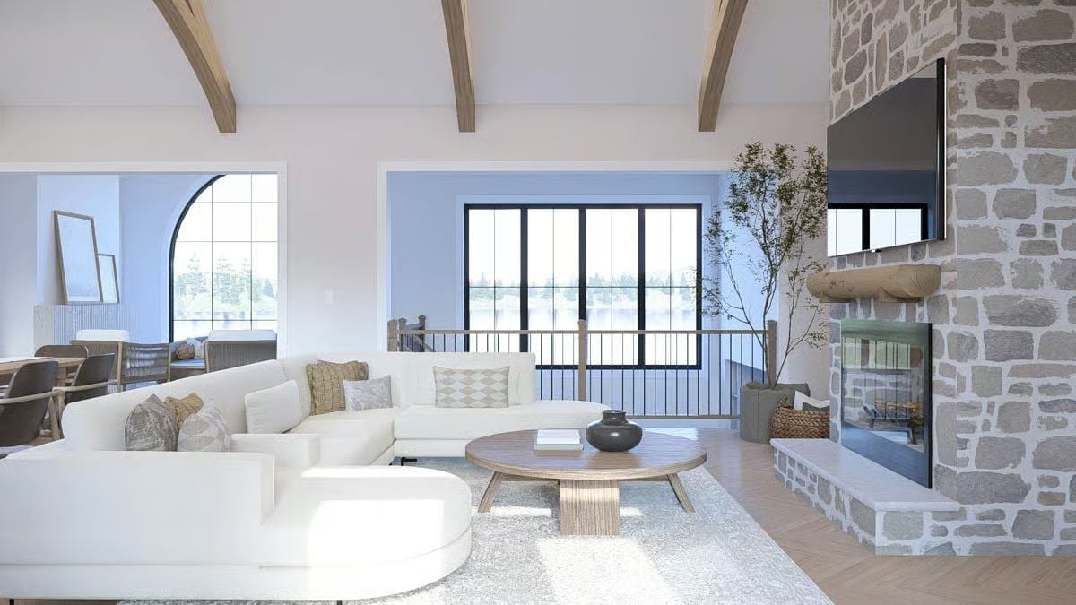 Exposed Beams, Stone Fireplace, and Zero Regrets About Going Big