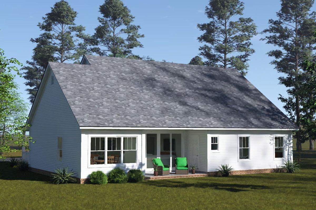 White Lap Siding and a Covered Rear Porch Built for Long Summer Evenings